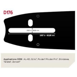 Guide Chaîne Tronçonneuse 240RNDD176 Guide: 61 cm Pas: 3/8" Jauge: 1.3 Maillons: 81 PowerCut